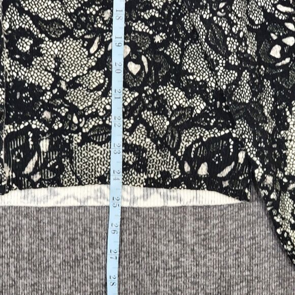 Cato Sweater Womens Large Black White Floral Lace Print Cottagecore Cardigan - Picture 4 of 11